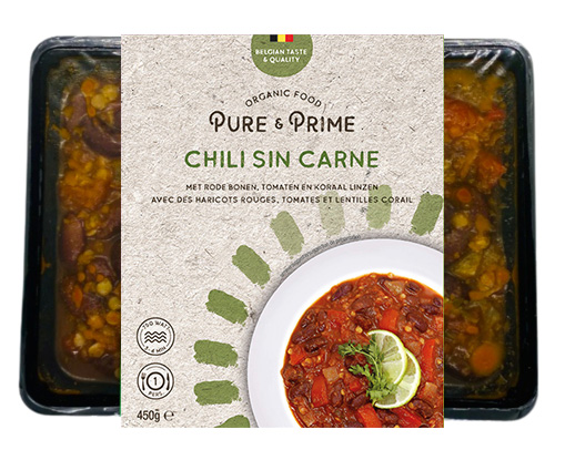 Pure & Prime Chili sin carne - rode bonen - tomaten - koraal linzen bio 450g